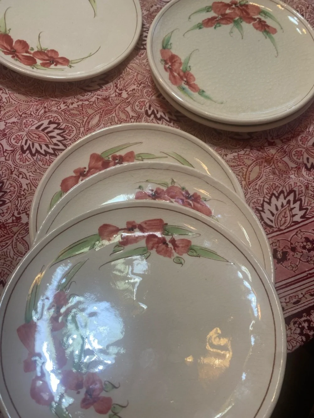 6 Williams Sonoma. Pot Erie Galtie signed Dessert Plates France